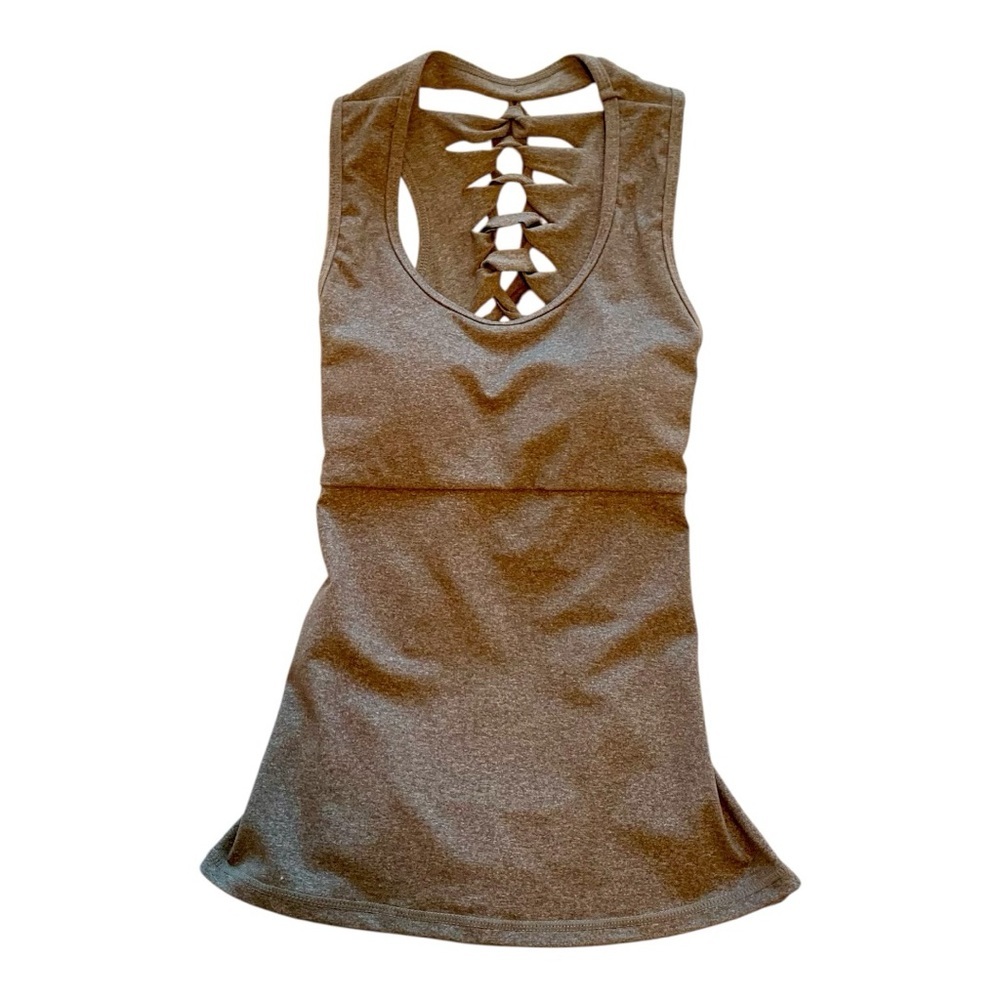 Charcoal Gray Racer Back Top with Cutout‎ Back